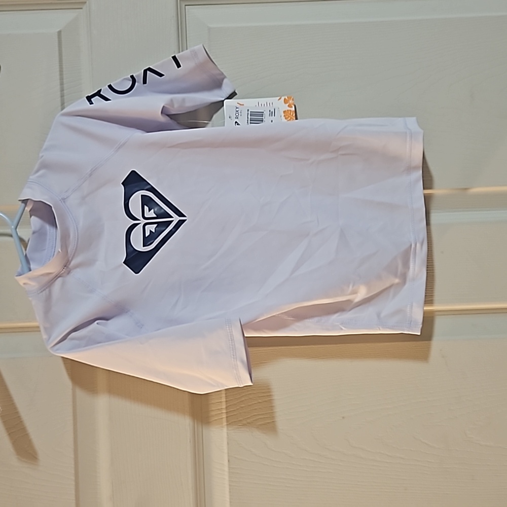 Roxy Girls’ Whole Hearted Short Sleeve Rashguard: WHITE: NEW WITH TAGS: XS (7)
